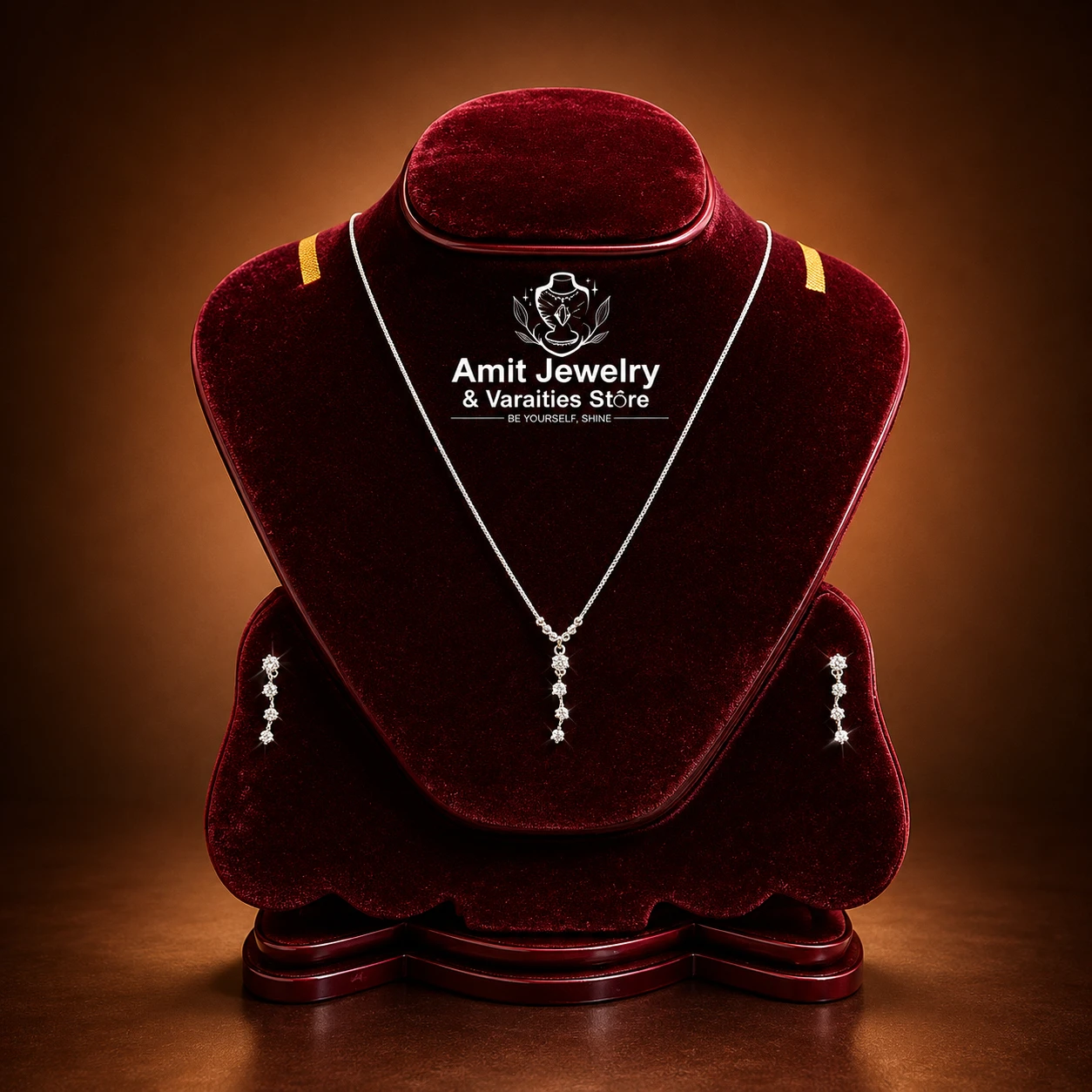 Three-Stone Drop Linear Jewelry Set)