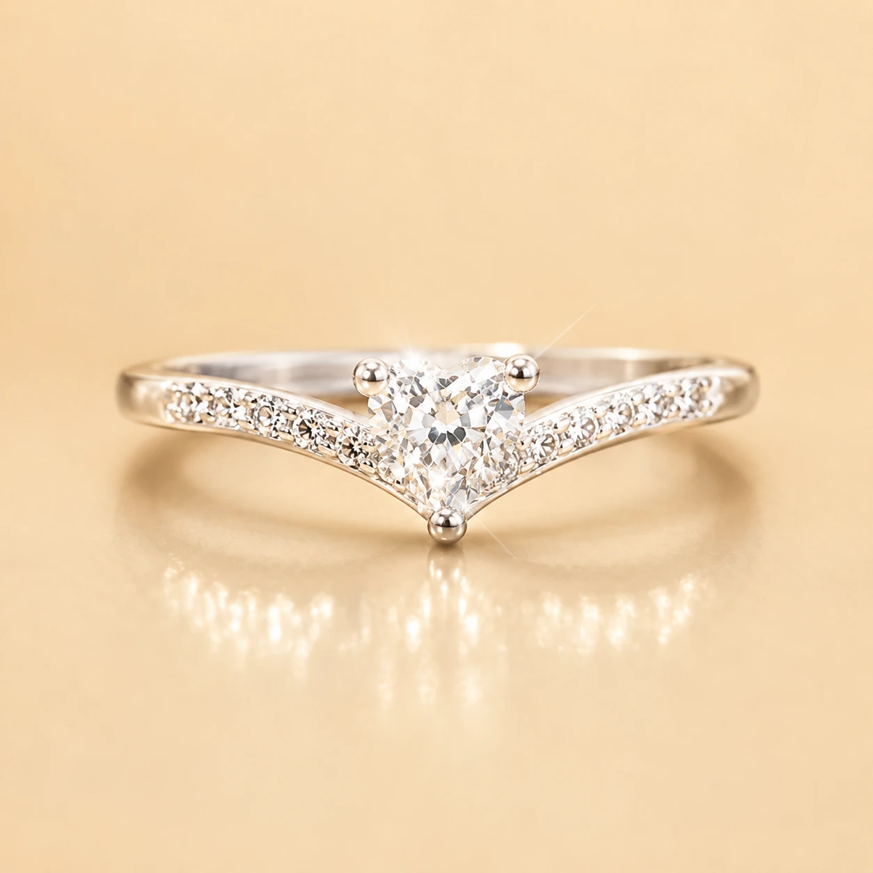 V-shaped Heart Ring